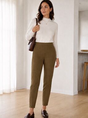 Everlane Olive High-Rise Cropped Slim Pants